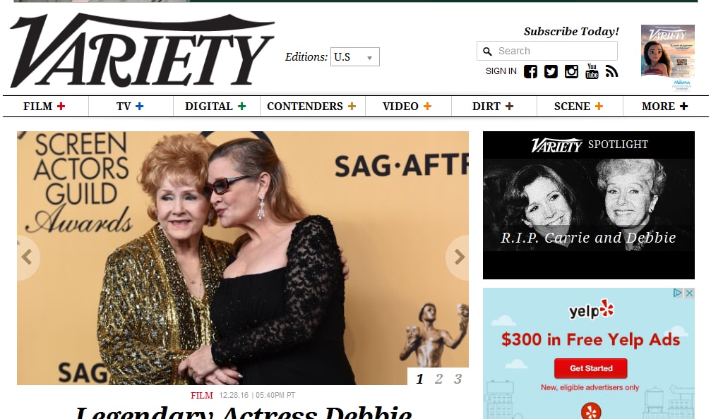 variety website running on wordpress
